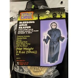 Totally Ghoul  Bleeding Grim Reaper  Boy's Halloween Costume  Size Large 12-14